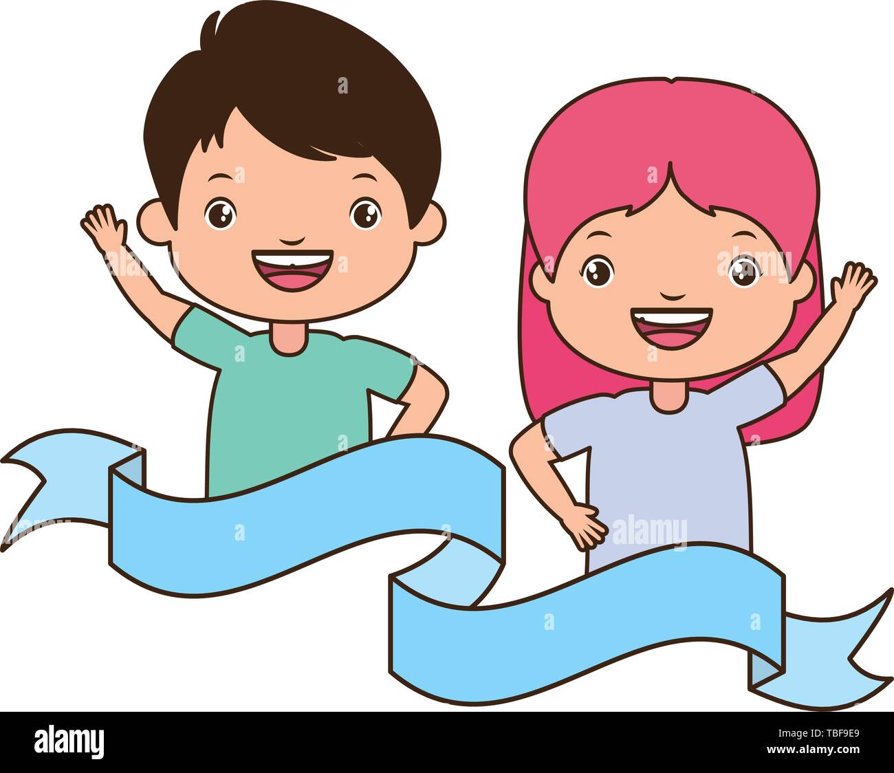 happy boy and girl Stock Vector Image & Art - Alamy