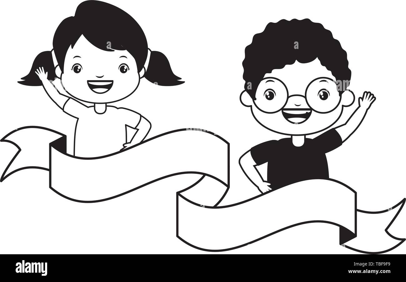 happy boy and girl Stock Vector Image & Art - Alamy