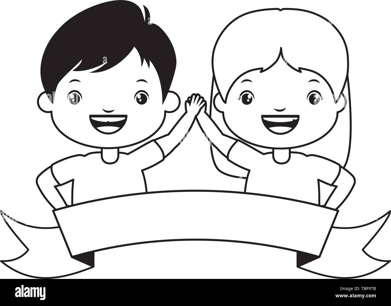 happy boy and girl Stock Vector Image &amp; Art - Alamy