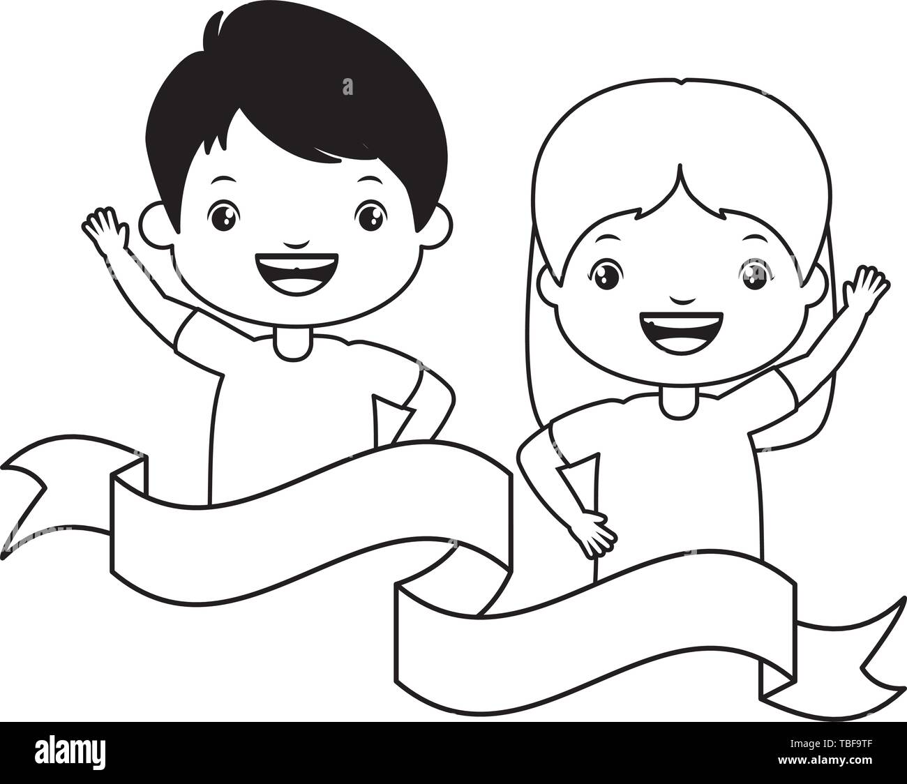 happy boy and girl Stock Vector Image & Art - Alamy