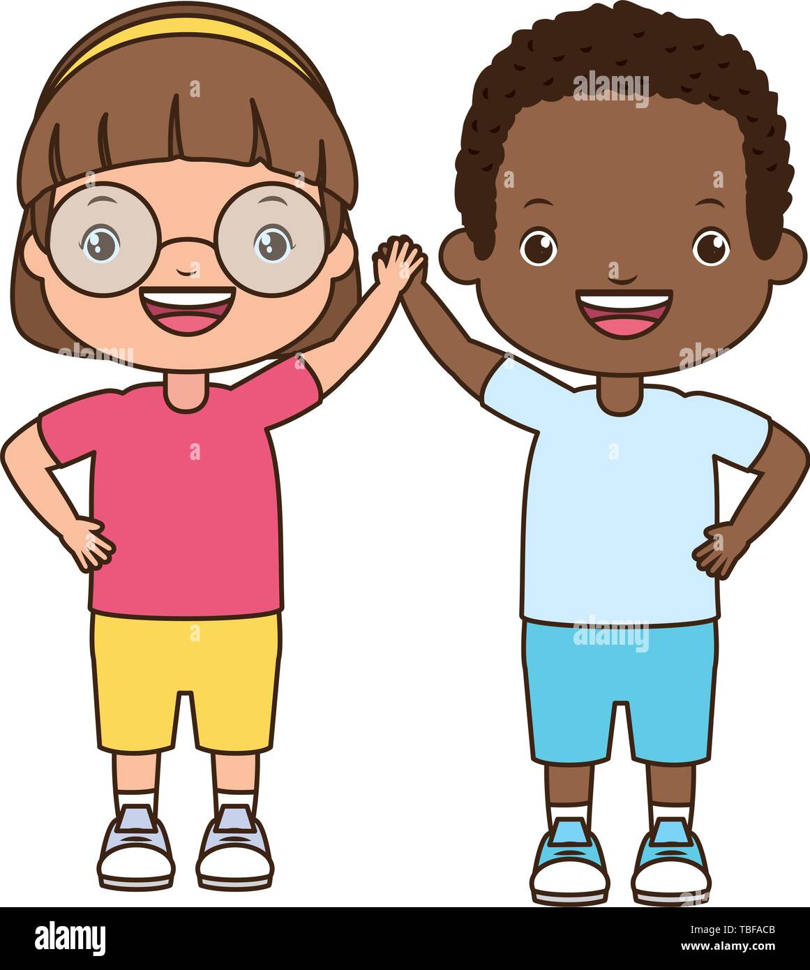 happy boy and girl Stock Vector Image & Art - Alamy