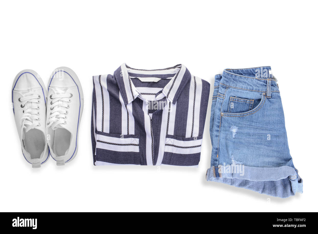 Blue and white striped shorts hi-res stock photography and images - Alamy