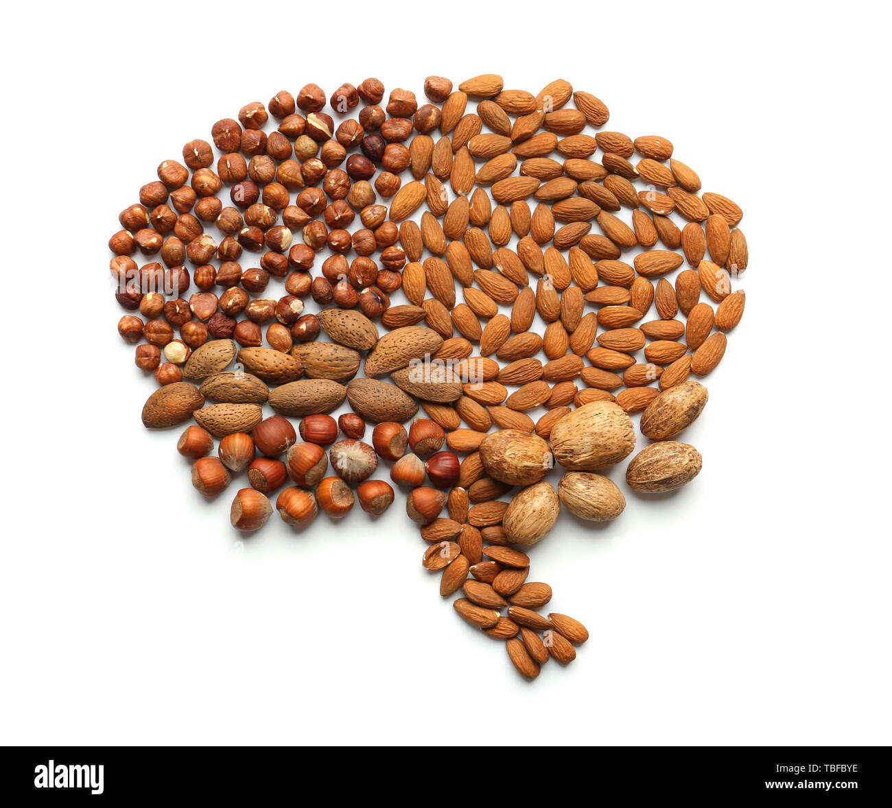 Human brain made of nuts on white background Stock Photo Alamy