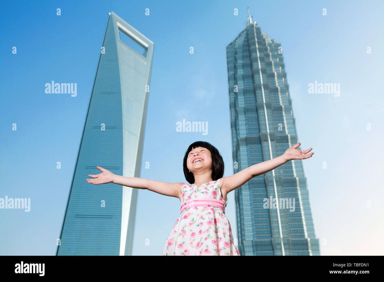 a girl playing outdoors Stock Photo