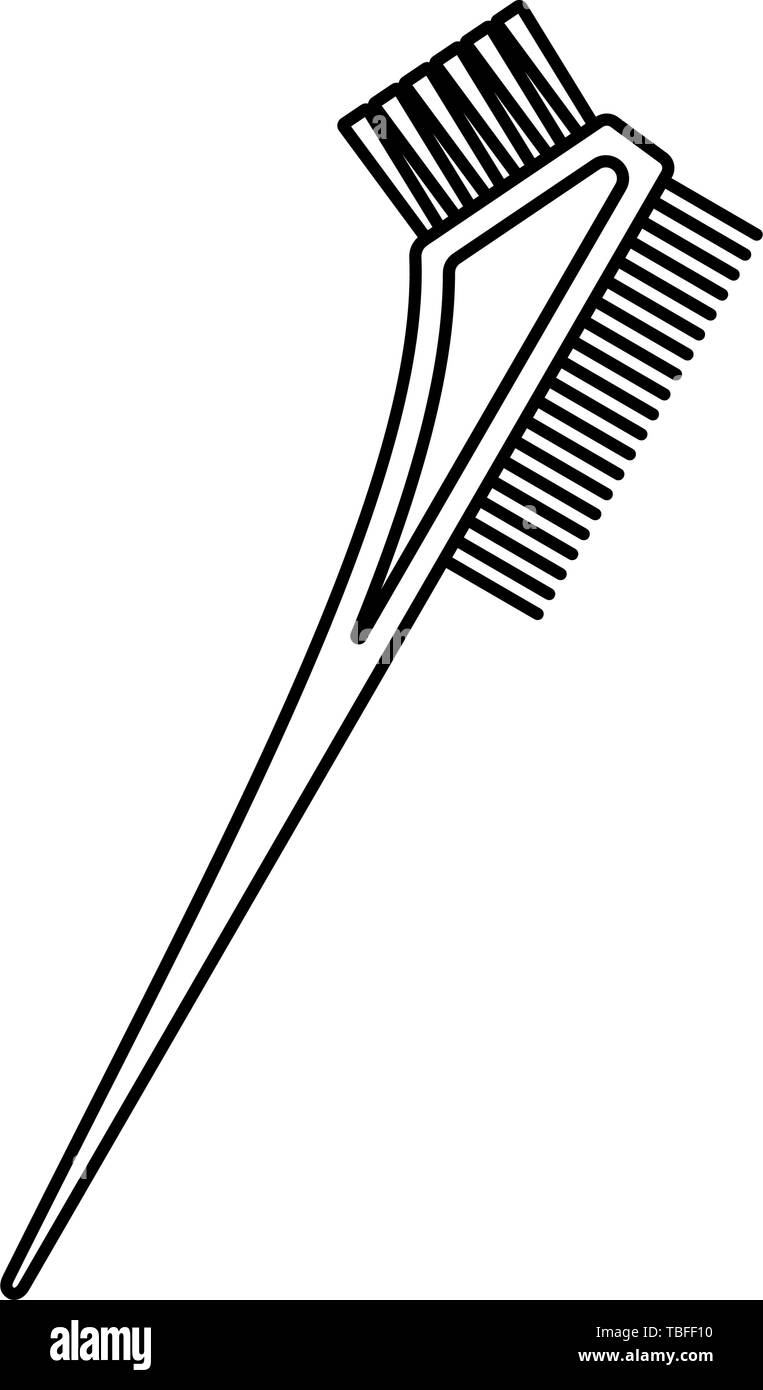 Line art black and white two side hair dye brush Stock Vector Image