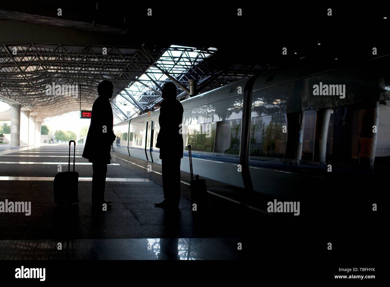 Train docking at platform train hi-res stock photography and images - Alamy
