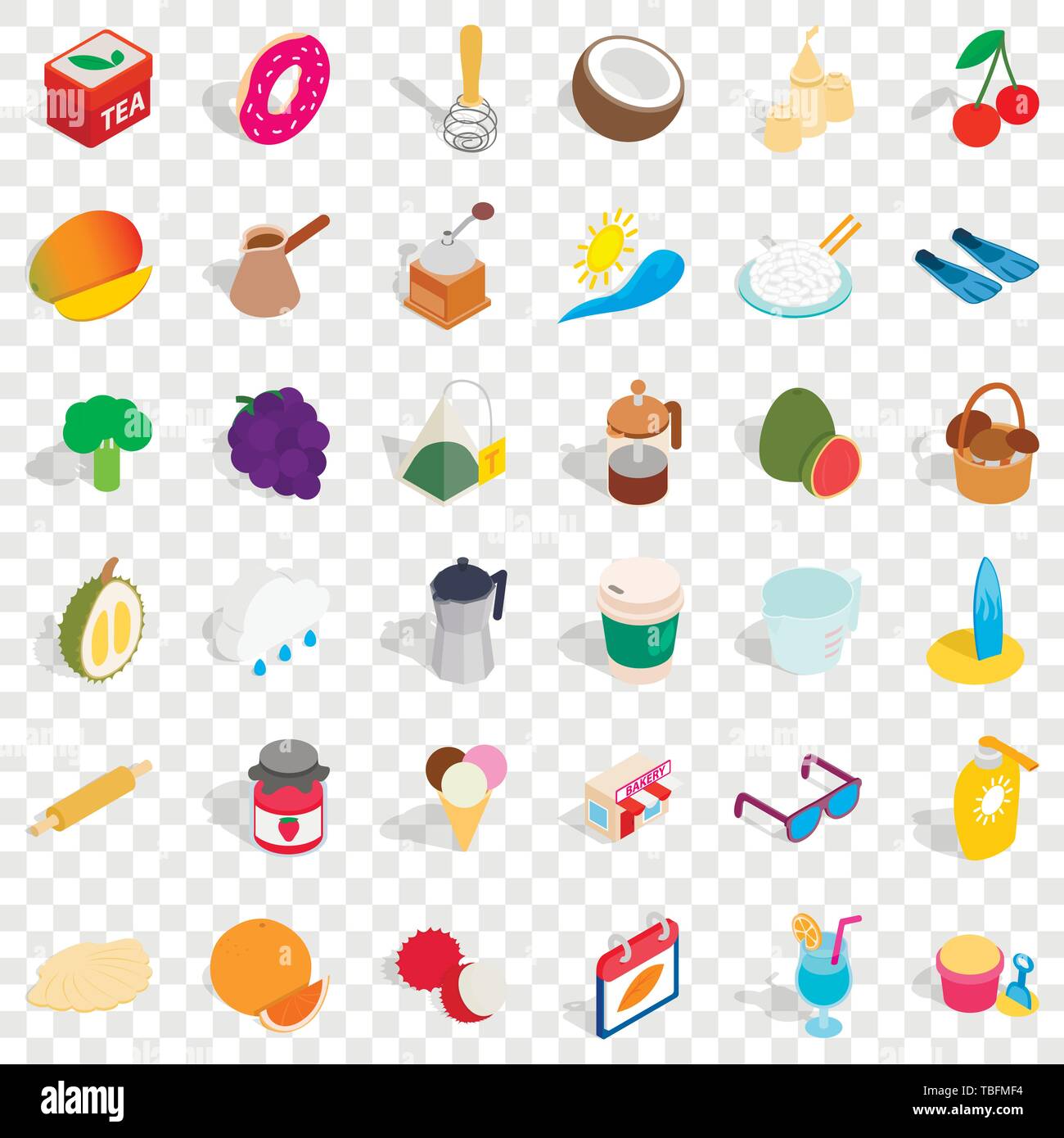 Cake icons set, isometric style Stock Vector