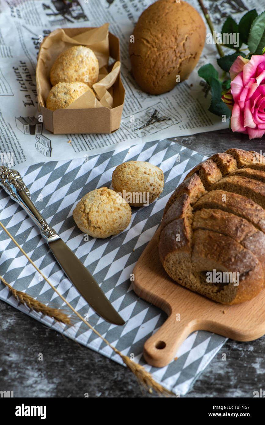 Baking Healthy Breakfast, continental toast Stock Photo Alamy
