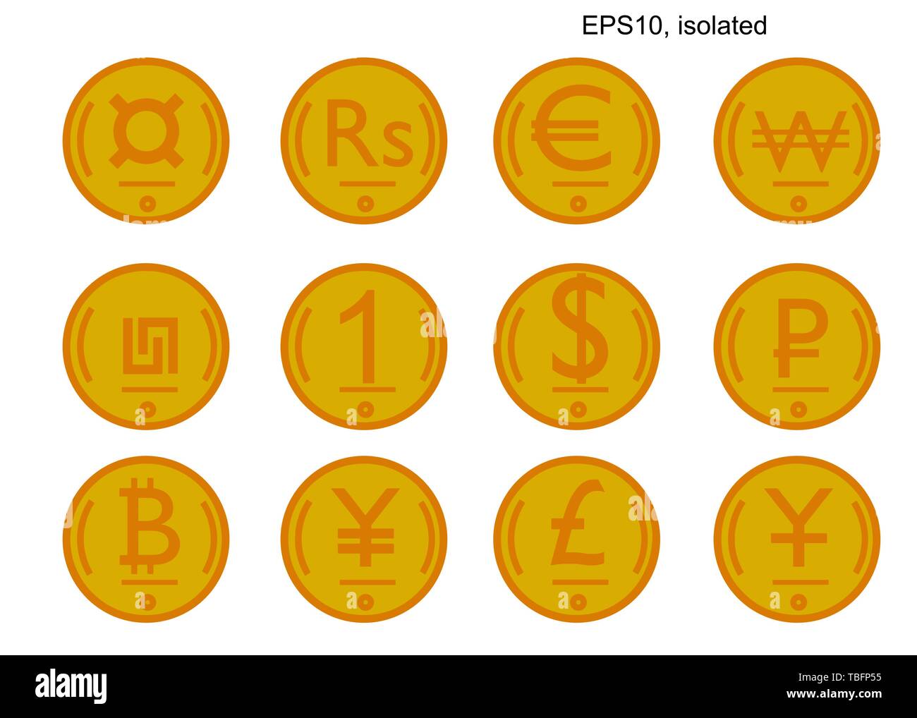 isometric vector coin set of world currencies. Isometric icons