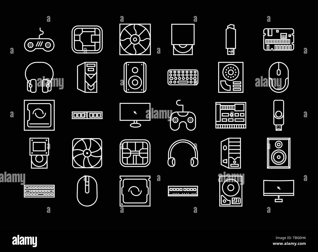 Computer accessories and peripheral black icons set isolated vector  illustration Stock Vector Image & Art - Alamy
