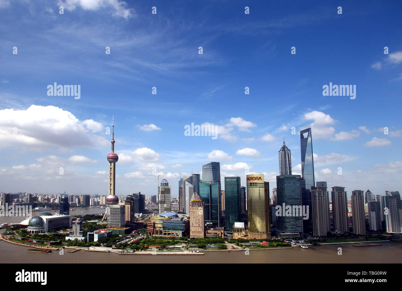 Beautiful scenery of the Huangpu River in Shanghai Stock Photo
