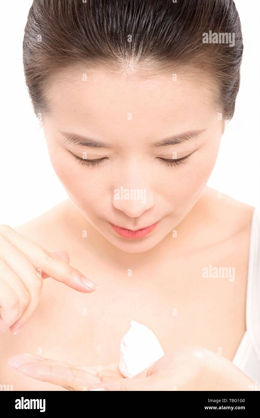 Woman cleansing foam on hi-res stock photography and images - Alamy