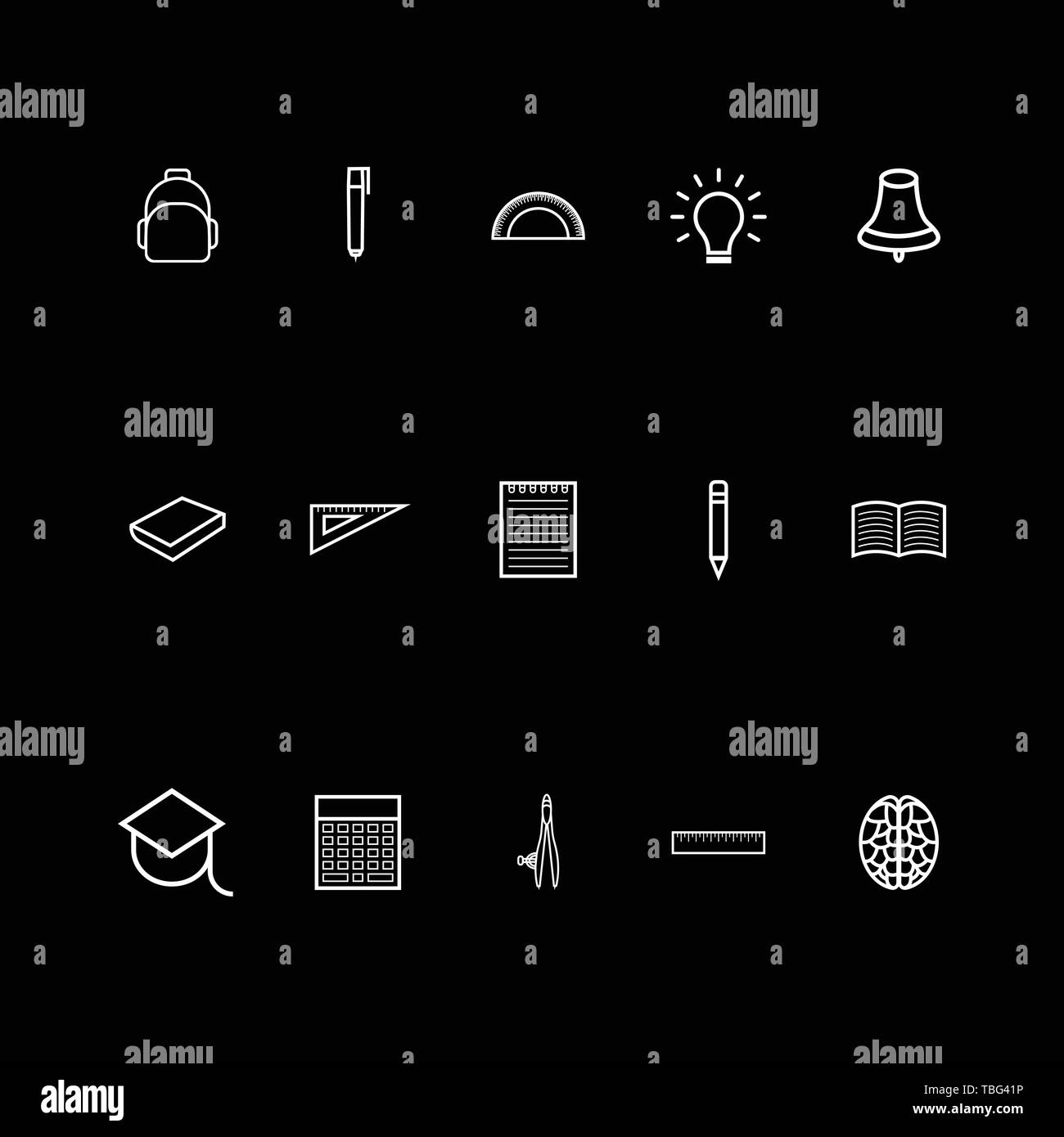 Education sign icons set - Trendy education icons Black background Stock Vector