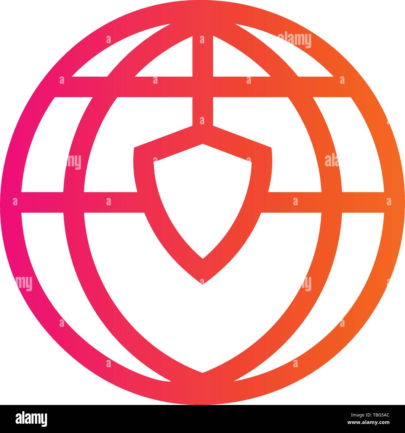 Global security icon - Protection world sign Stock Vector