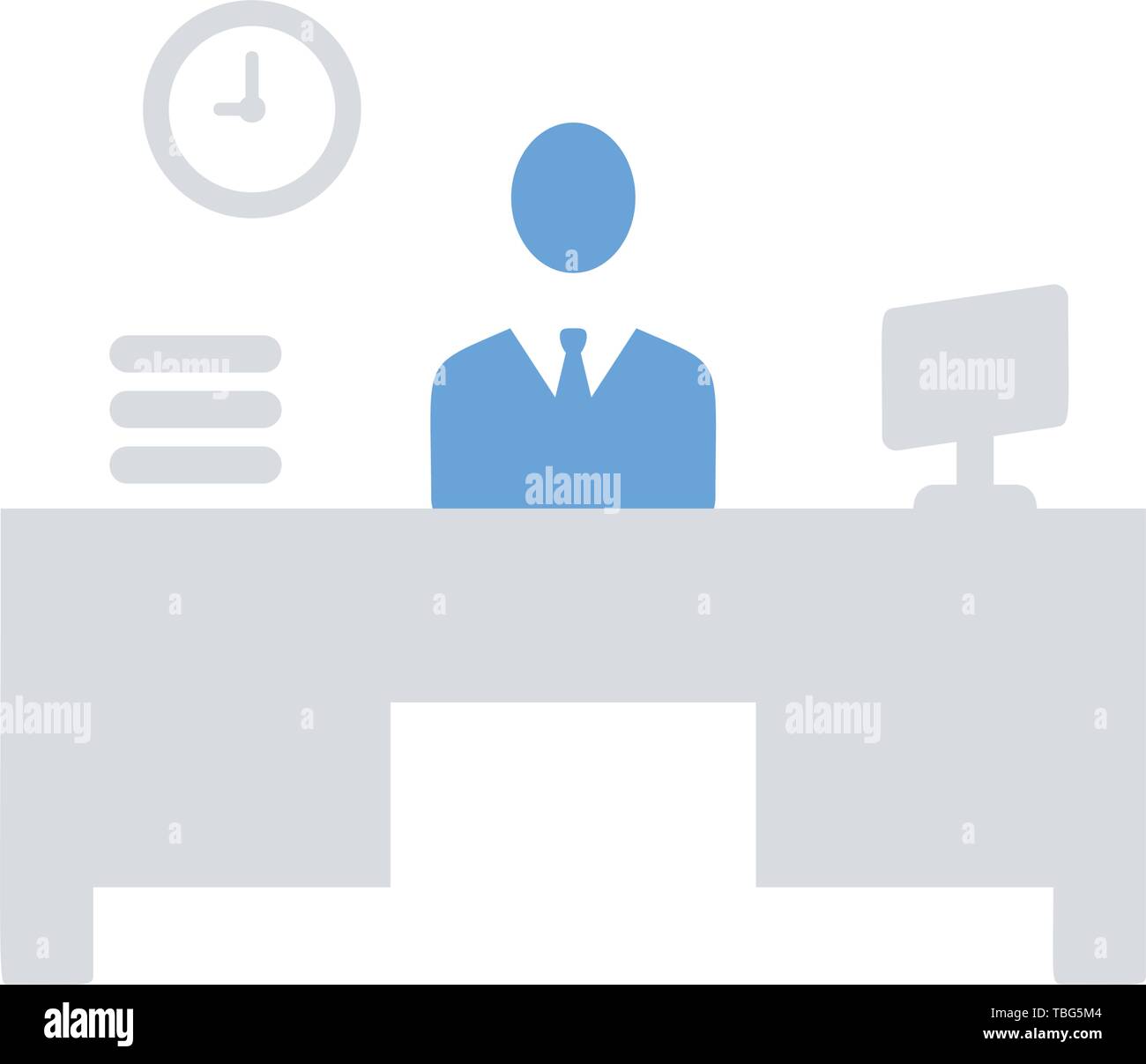Businessman entrepreneur in a suit working at his office desk - Businessman office Stock Vector