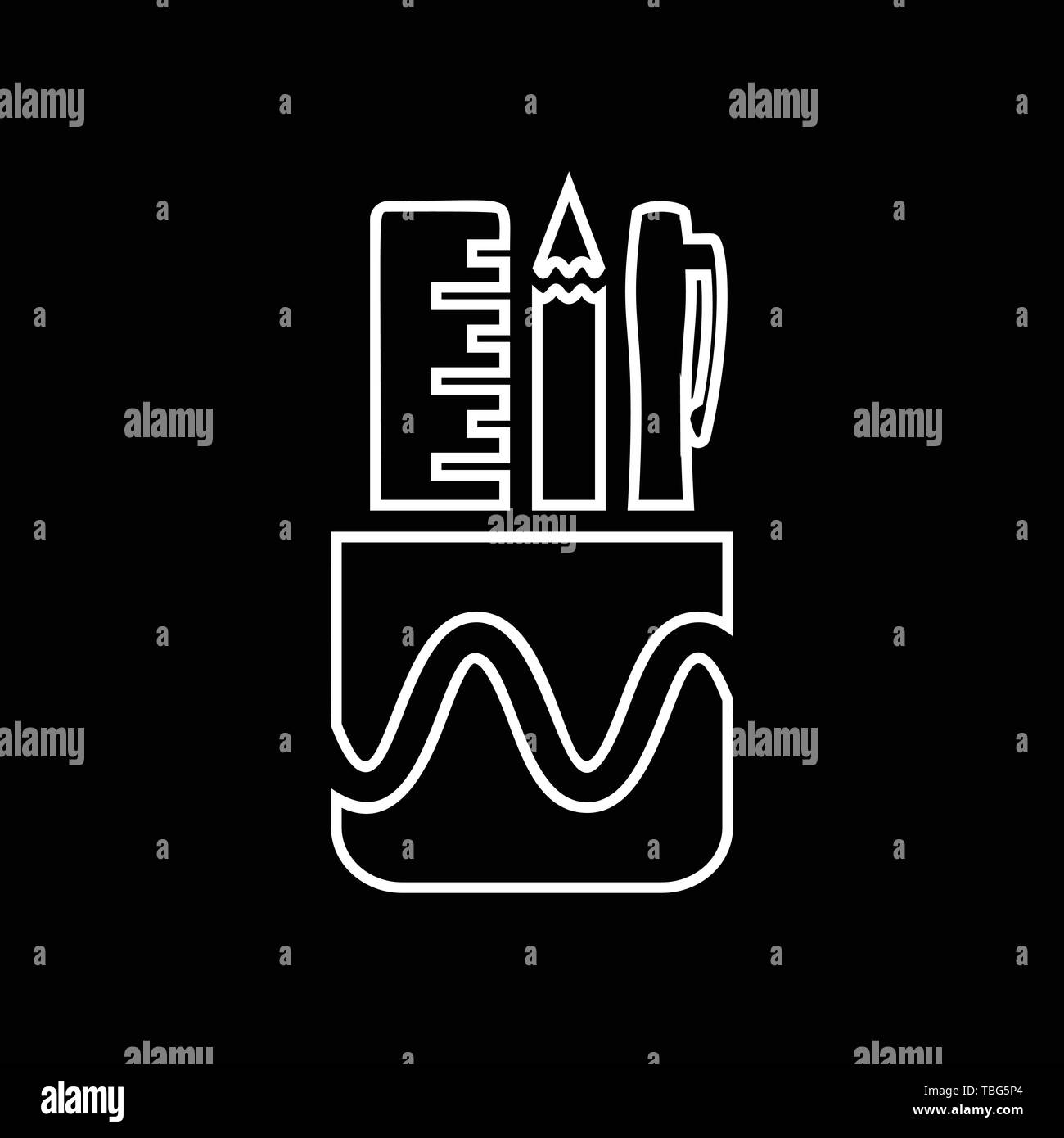 Office pen holder box icon vector - Pen holder box sign Stock Vector ...