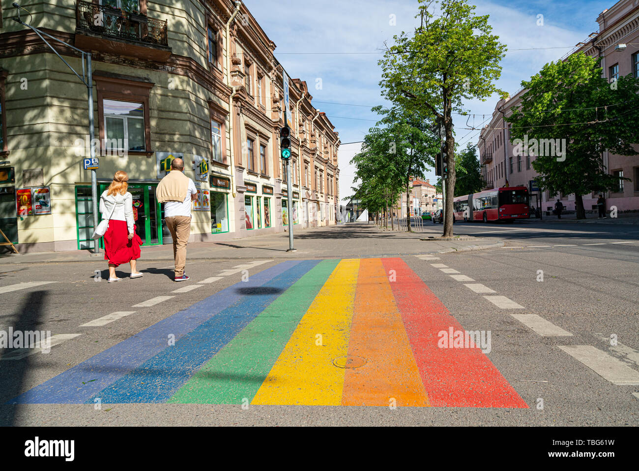 Vilnius, Lithuania. May 2019.   'Rainbow Passage' on Pylimo Street, it is a project of the National LGBT Rights Organization Stock Photo