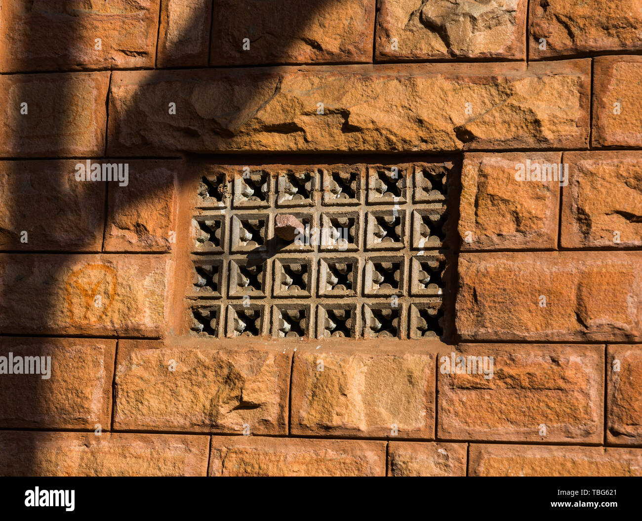 Old scary brick wall in india Stock Photo