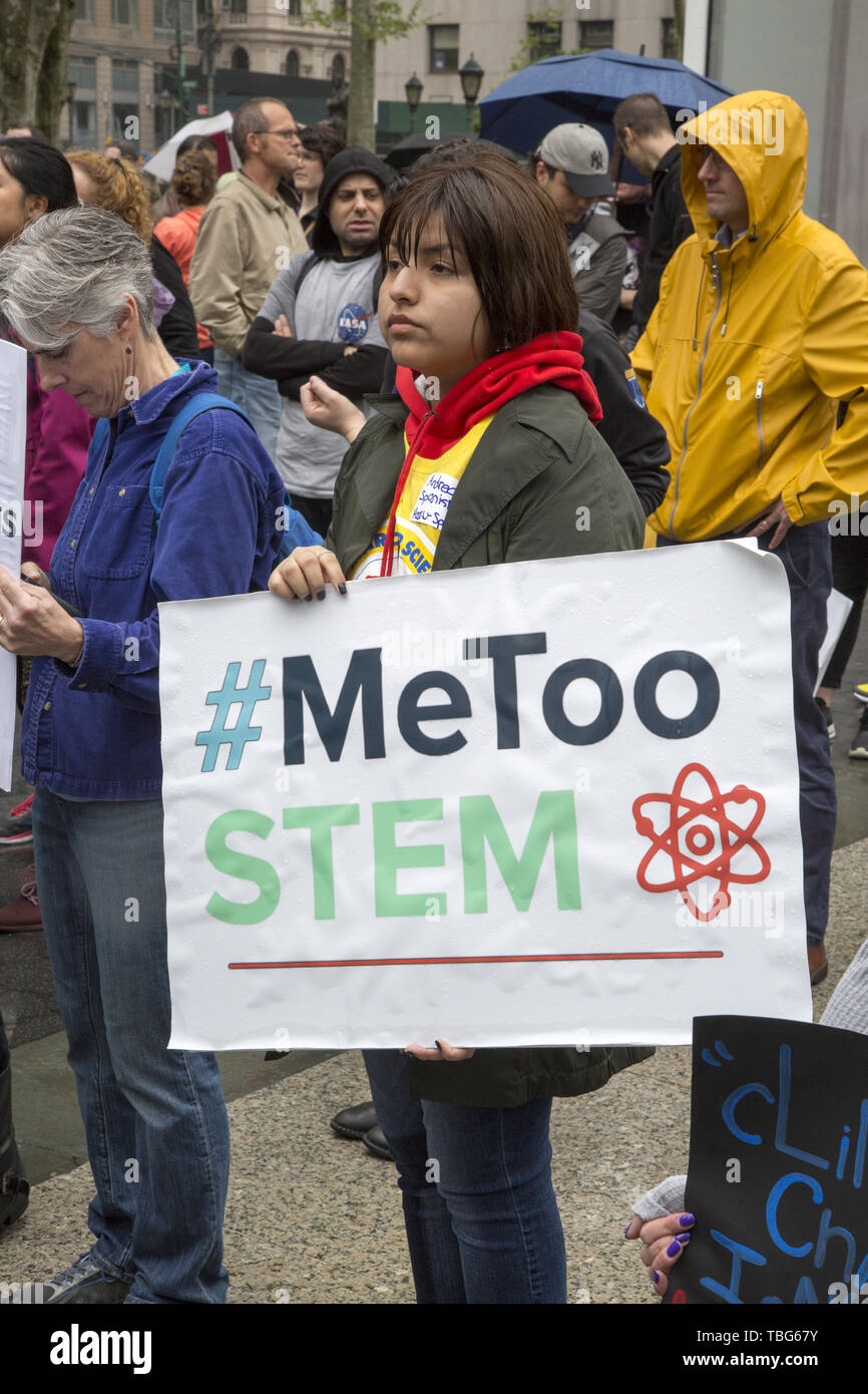 March for Science, New York City. The March for Science is an international series of rallies and marches held on Earth Day. The inaugural march was held on April 22, 2017 in Washington, D.C. It is a global movement that advocates for equitable, evidence-based policy that serves all communities. Stock Photo