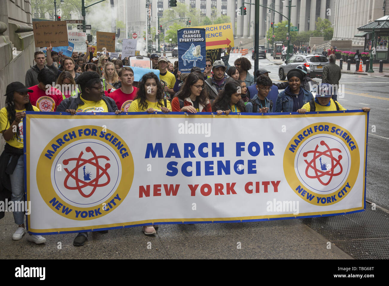 March for Science, New York City. The March for Science is an international series of rallies and marches held on Earth Day. The inaugural march was held on April 22, 2017 in Washington, D.C. It is a global movement that advocates for equitable, evidence-based policy that serves all communities. Stock Photo