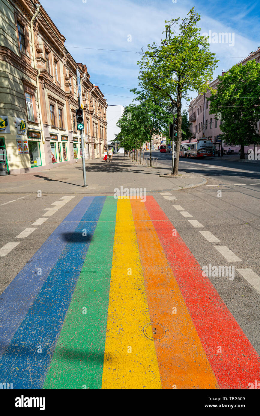 Vilnius, Lithuania. May 2019.   "Rainbow Passage" on Pylimo Street, it is a project of the National LGBT Rights Organization Stock Photo