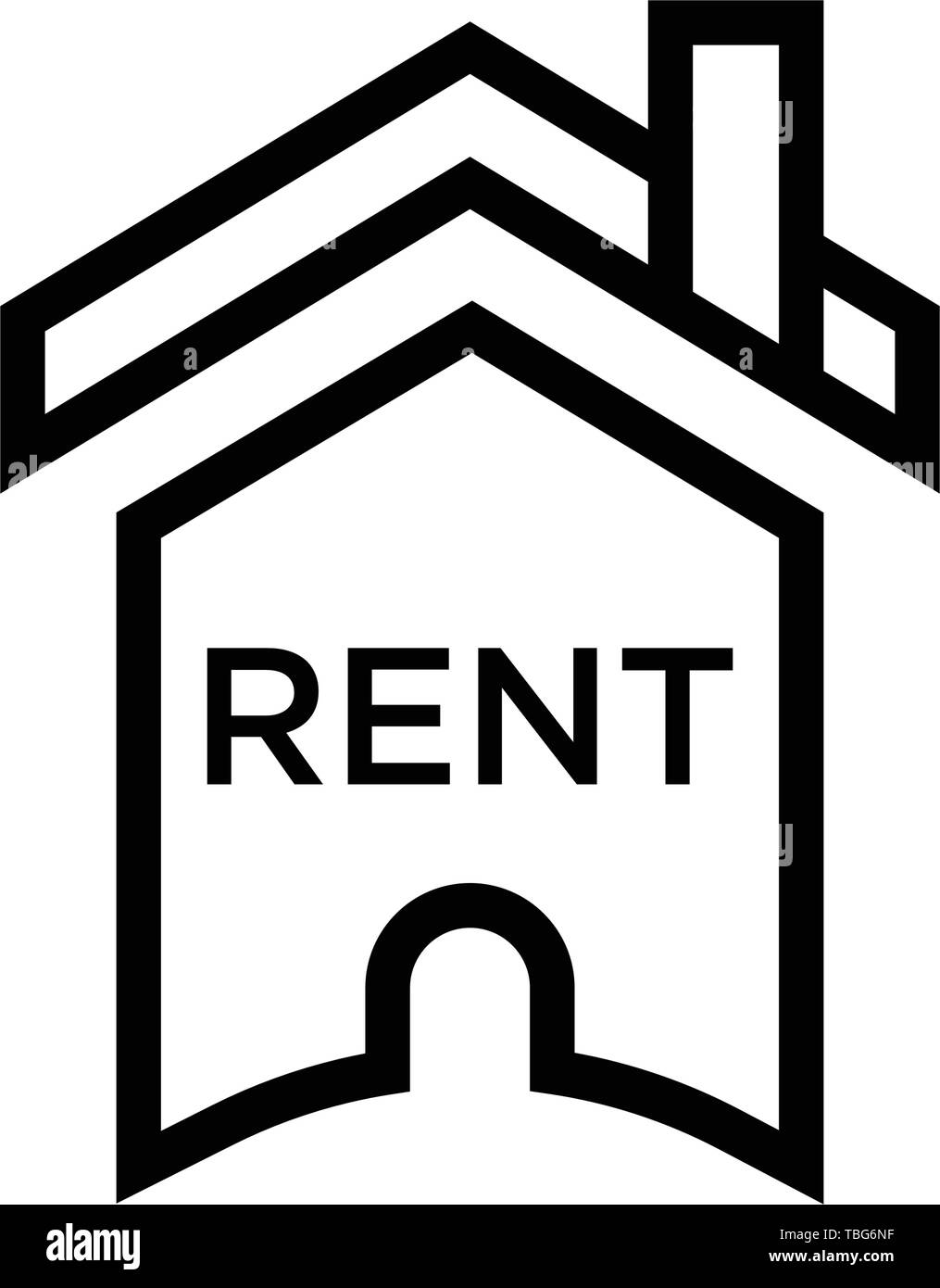 House rent sign icon vector black linear house rent sign Stock Vector
