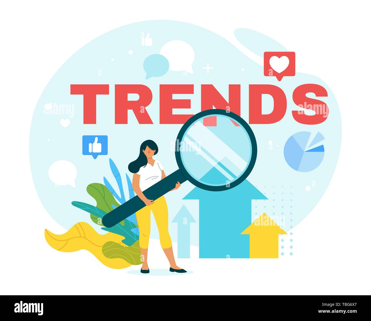 Analyst Forecasting Future Trends Flat Web Banner Template Data