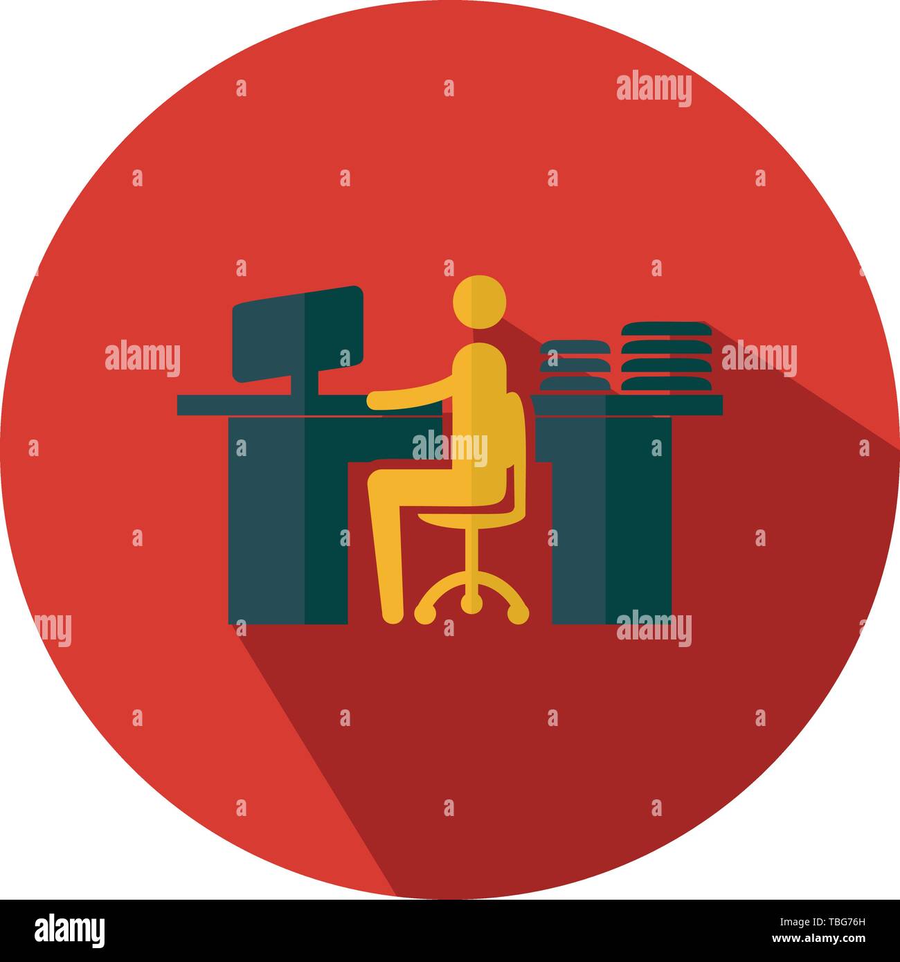 Businessman working on the computer in office icon - Flat vector ...