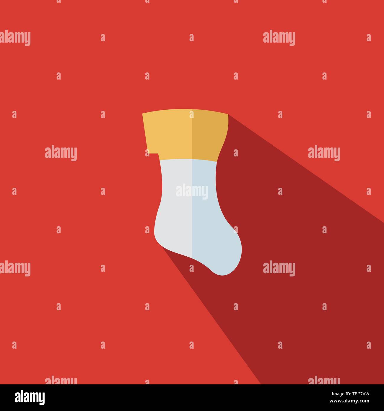 Christmas flat icon sock illustration - vector Stock Vector