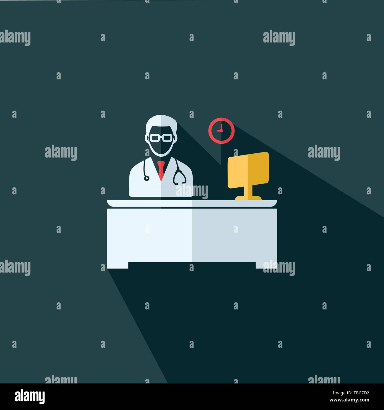 Doctor working time icon - Flat vector sign Stock Vector