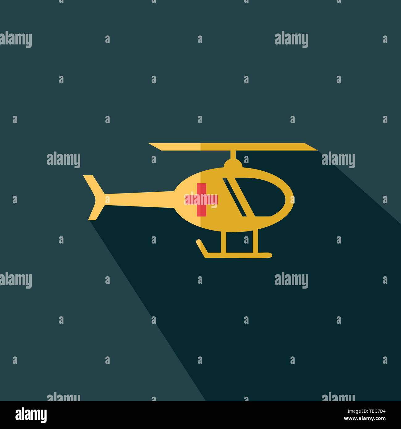 Medical Emergency Helicopter Support icon - Flat vector sign Stock Vector