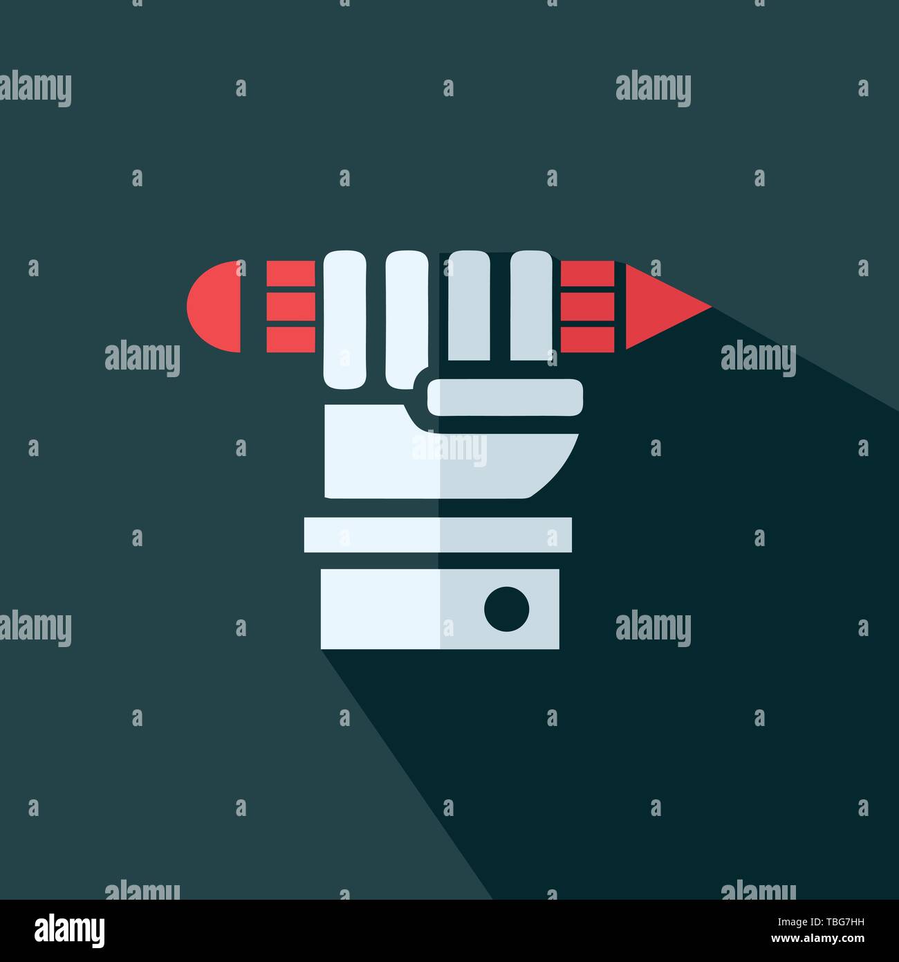 Vector illustration of a hand holding a pencil - Flat vector ...