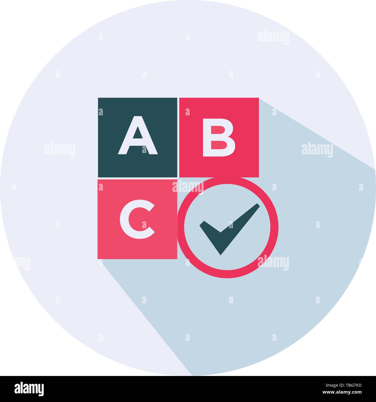 Education A B C check mark icon - vector flat illustration Stock Vector ...