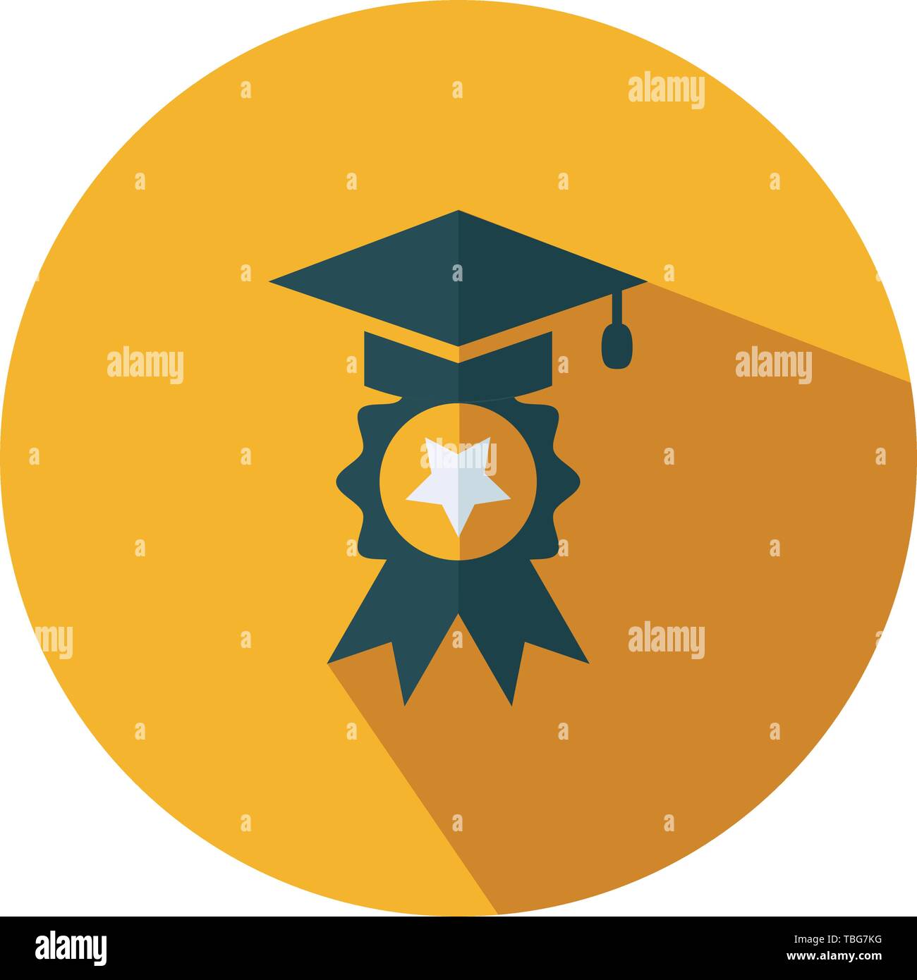 Graduation achievement award ribbons icon Flat education Graduation