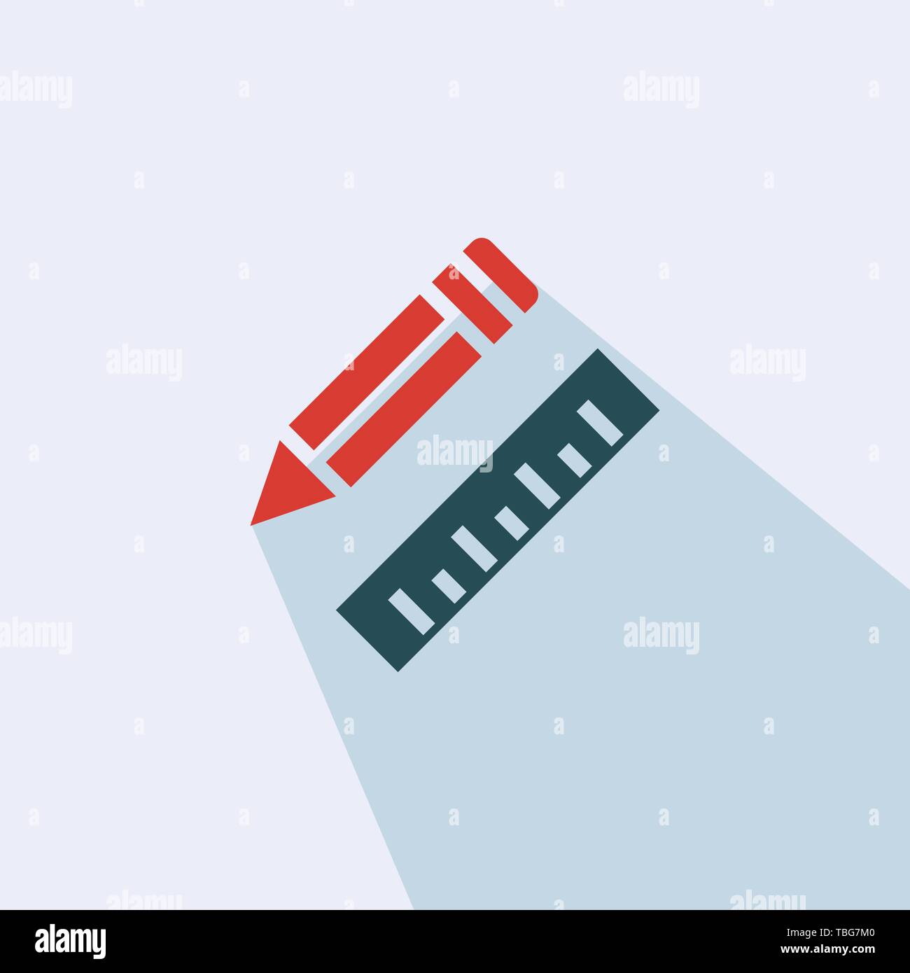 Pencil and ruler icon vector - Flat illustration Stock Vector Image ...