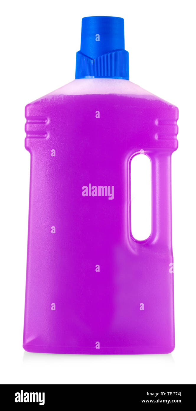 pink plastic bottle with handle and liquid laundry detergent, cleaning
