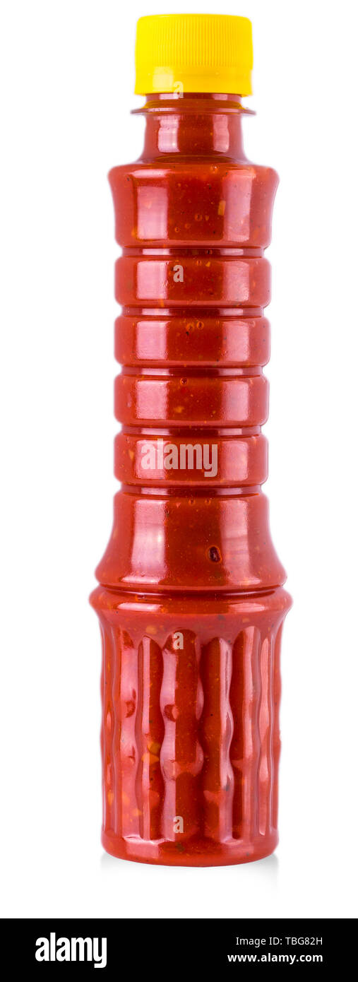 Bottle of Chili Sauce On White Background Stock Photo Alamy
