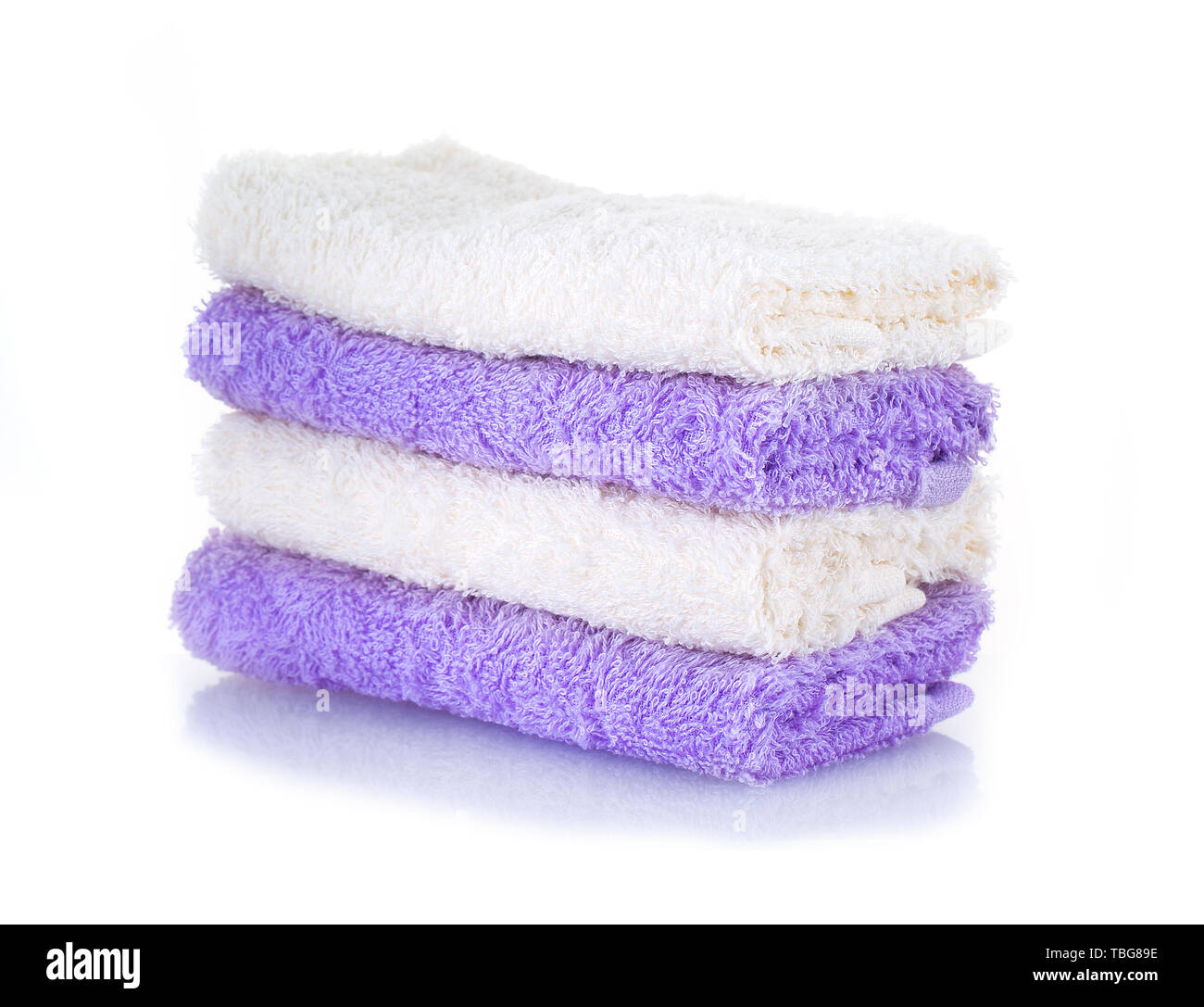 colored towels on a white background Stock Photo