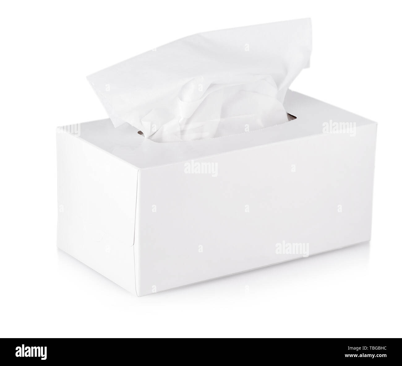 Opened  tissue box isolated on a white background Stock Photo