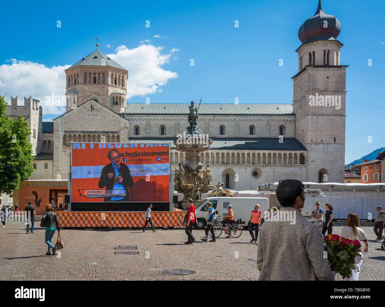 TRENTO, Italy - 31 may, 2019: International Festival of Economy, Duomo square, Trento, Trentino Alto Adige, Italy, Europe. The Festival of Economics t Stock Photo