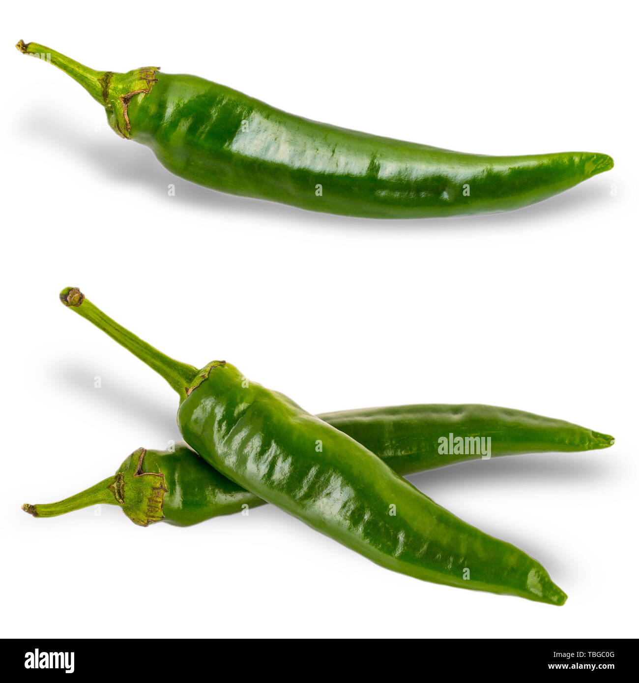 The green chili pepper isolated on white background Stock Photo - Alamy