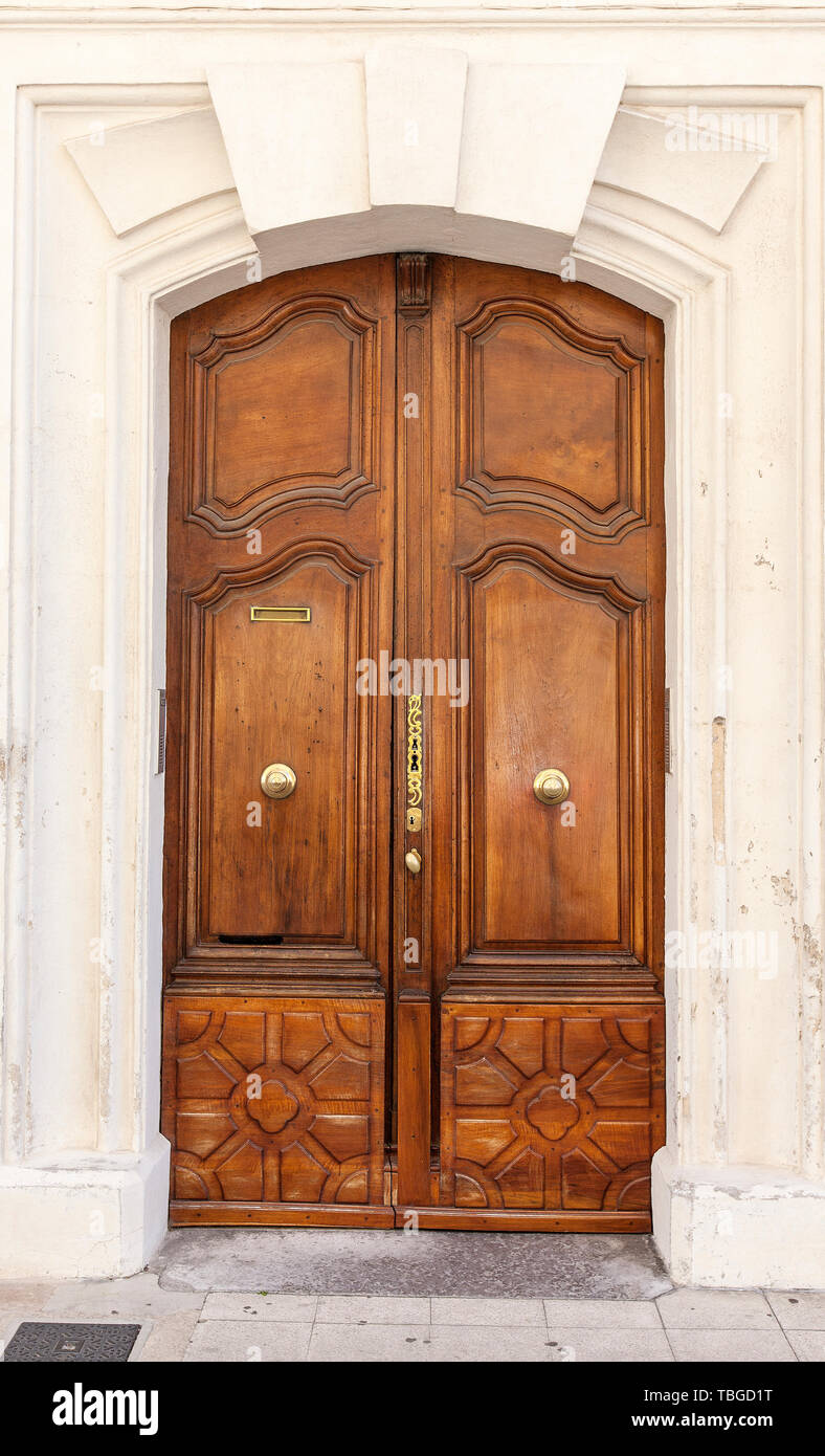 The ancient wooden door in France Stock Photo - Alamy