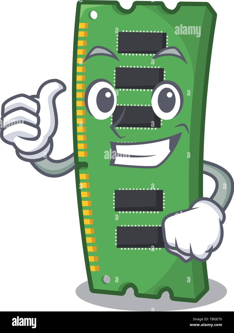 Thumbs up RAM memory card the mascot shape Stock Vector