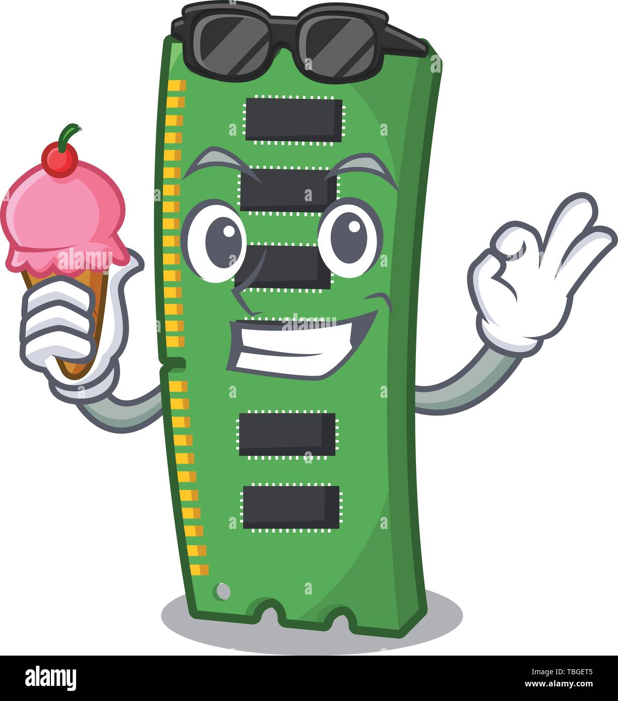With ice cream RAM memory card the mascot shape Stock Vector