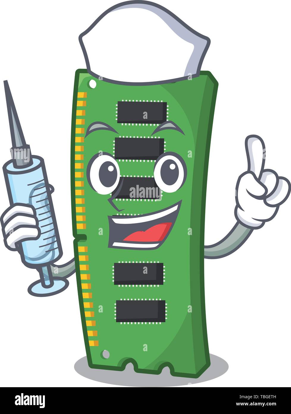 Nurse RAM memory card the mascot shape Stock Vector