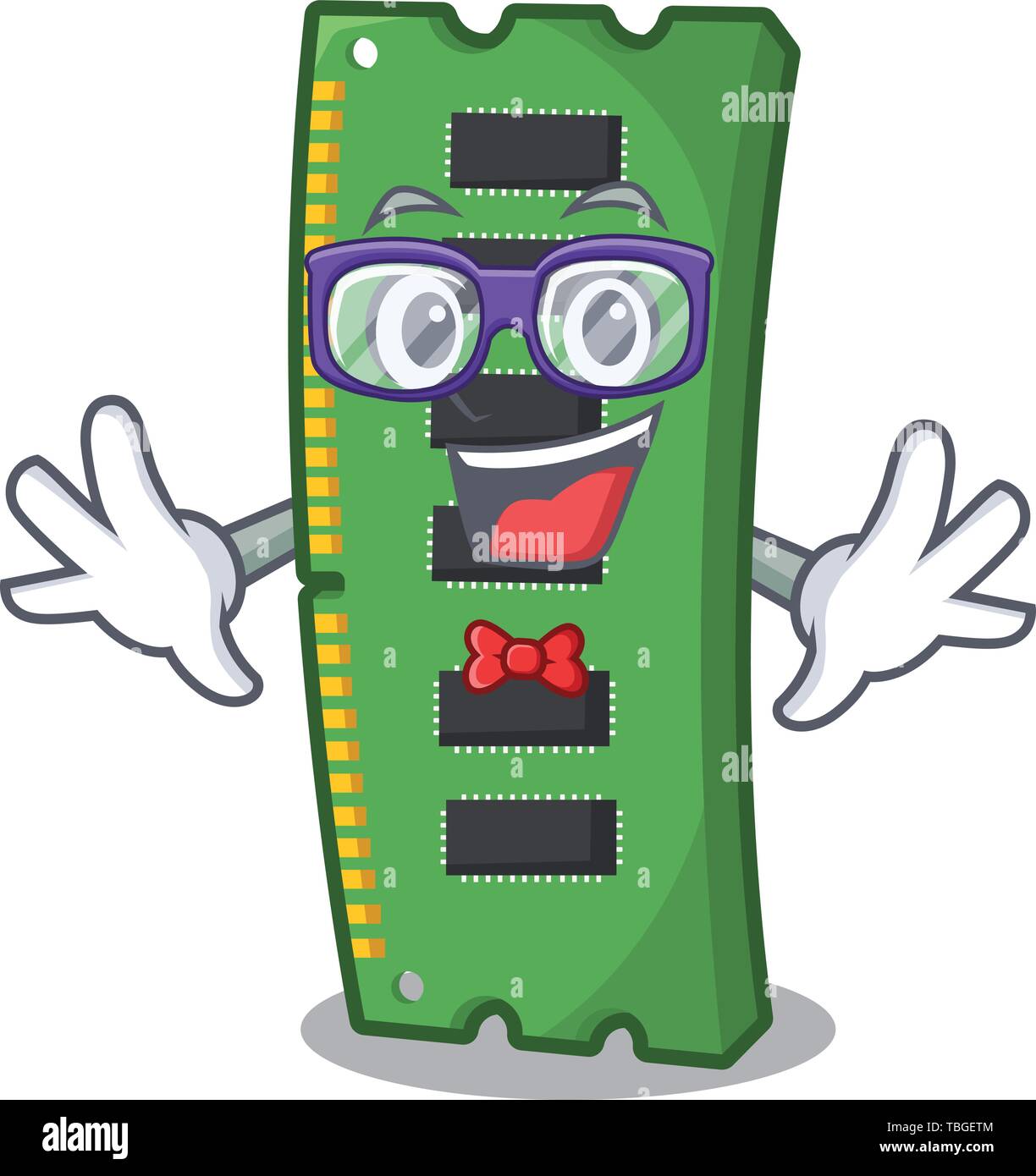Geek RAM memory card the mascot shape Stock Vector