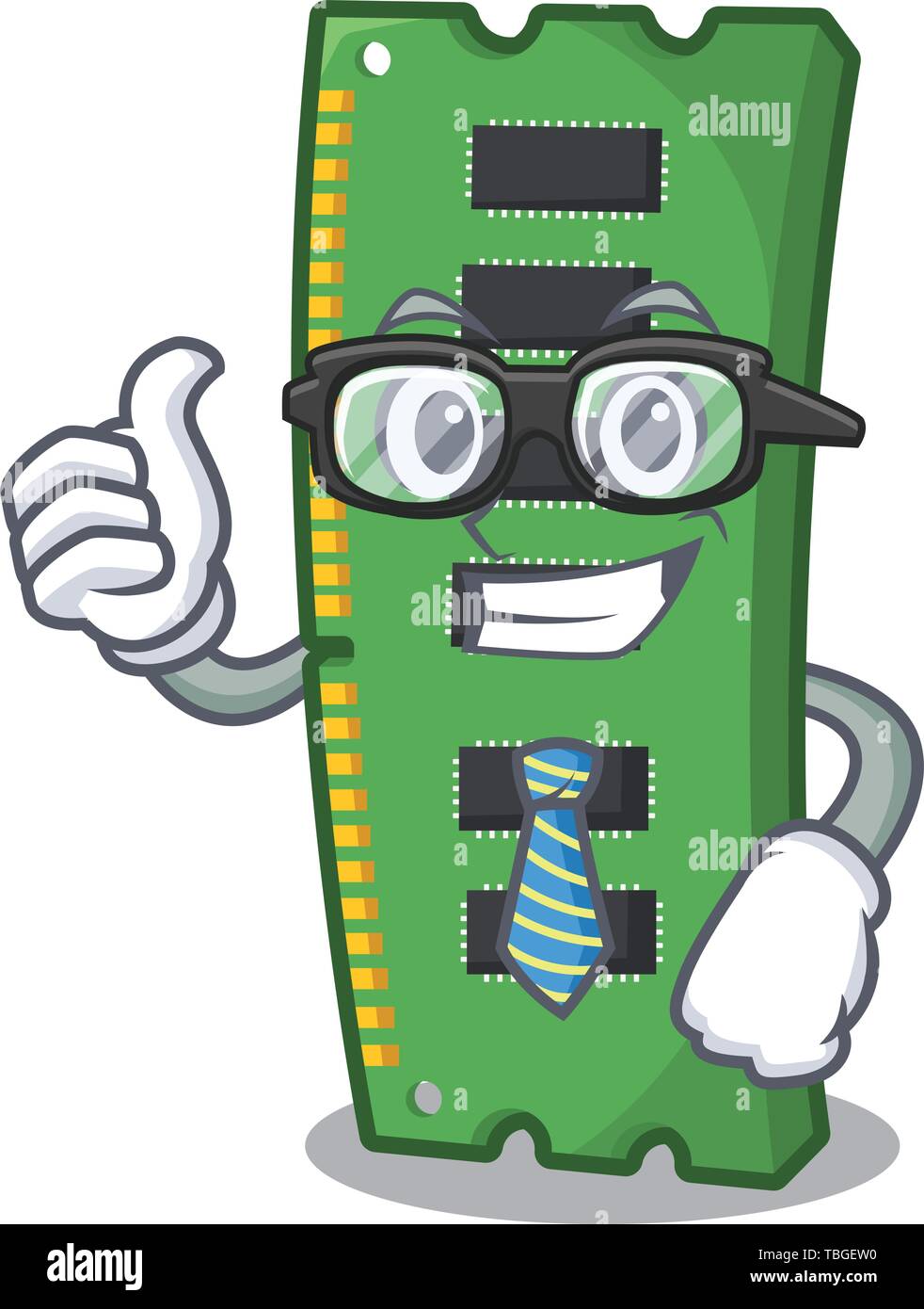 Businessman RAM memory card the mascot shape Stock Vector