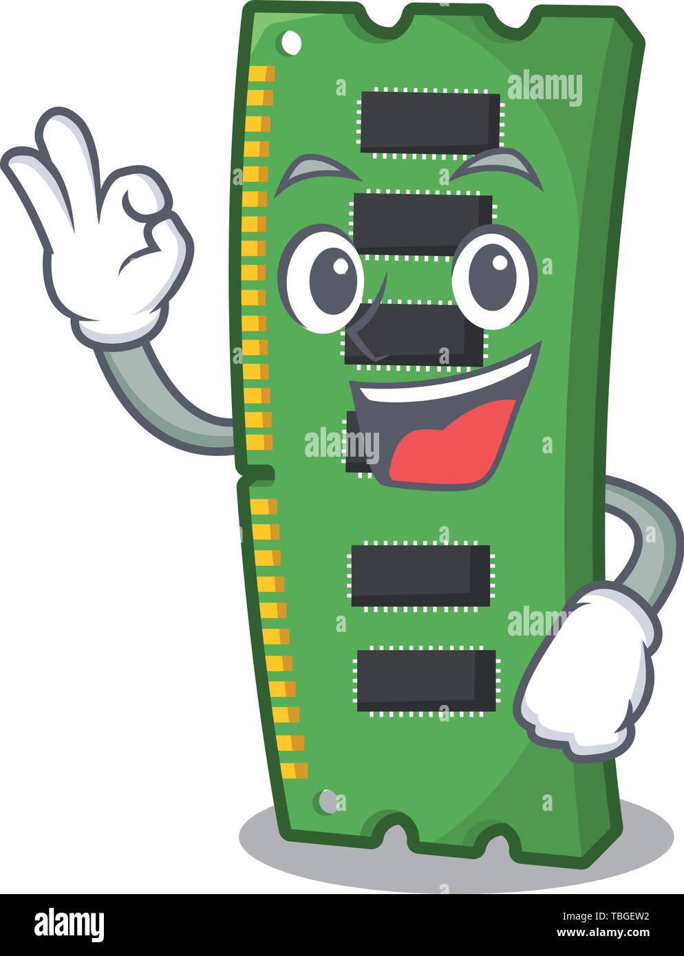 Okay RAM memory card the mascot shape Stock Vector