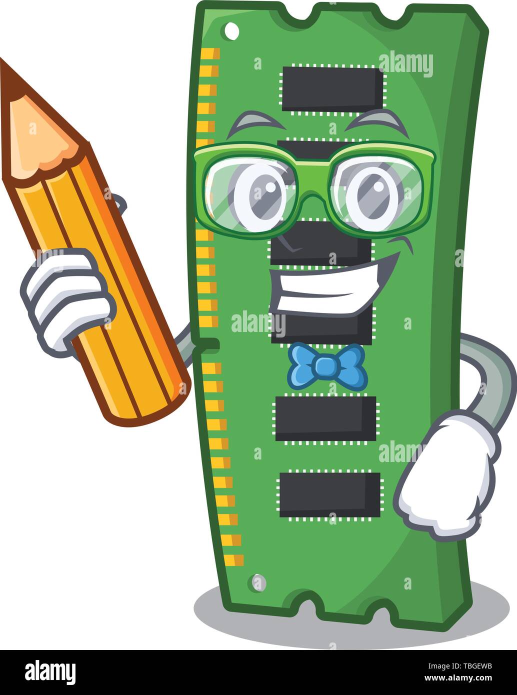 Student RAM memory card the mascot shape Stock Vector