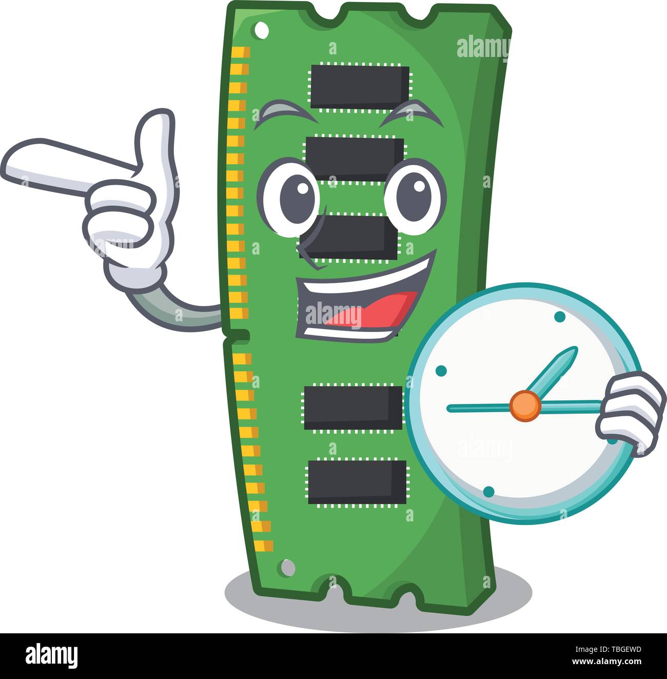 With clock RAM memory card the mascot shape Stock Vector